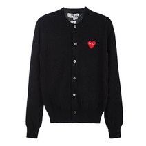 꼼데가르송 [라벨루쏘] [꼼데가르송] P1N007 BLACK 하트 로고 패치 울 여성 가디건