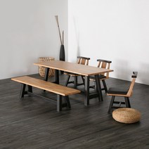 양성국갤러리 비너스 원목 4인 6인 식탁세트 (1600 / 1900 / 2400 사이즈 구성 선택) 테이블 벤치 의자, 01_테이블+벤치+의자2ea, 03_스마트I