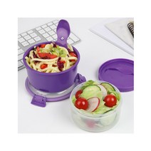 시스테마 원형 스텍 런치박스 2단 도시락통 965ml 퍼플, 1p