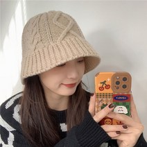 데이룸 여성 짜임 니트 버킷햇 겨울 벙거지 모자