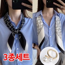 (스카프링 1개 스카프 1장) 실키터치 사각쁘띠 스카프 스퀘어