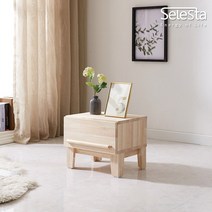 셀레스타 로하스 편백나무 원목 침대 협탁 1단 서랍형 미니 수납장, 손잡이 포함 (편백나무_AAX64)