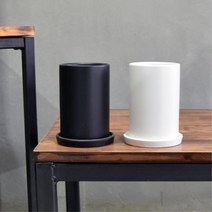 블랙화이트 긴뿌리 미니 원통화분 8x12cm 식물 스투키, 블랙 무광