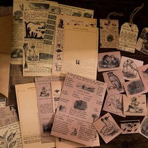 떨샵 빈티지 다꾸 선물포장 세트 수꾸 포장 데코스티커 다꾸 유럽느낌, 드로잉