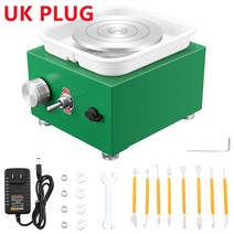 도예도구 도자기도예도구 세라믹도예도구미술 공예용 도자기 휠 기계 세라믹 클레이 도구 6.5 10CM 2 턴, 16 green UK PLUG