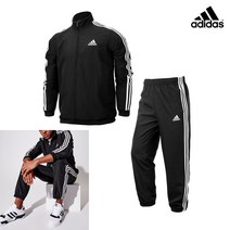 아디다스 우븐 트랙수트 빅사이즈 힙합퍼 루즈핏 삼선 트레이닝복 상하의세트 검정 츄리닝