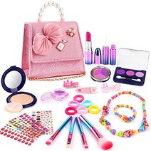 Bakeling 27 Pcs Girls Pretend Makeup Kit Safe & No-Toxic Makeup Toy Set for Kids Fake Make Up Kits C, 단일옵션