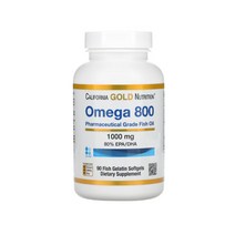 California Gold Nutrition 오메가800 의약품 등급 피쉬 오일 EPA/DHA 80% 트라이글리세라이드 형태 1000mg 피쉬 젤라틴 소프트젤 90정, One Color, One Size