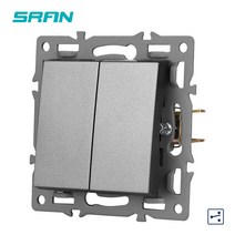 SRAN F9 시리즈 회색 알루미늄 합금 패널 라이트 스위치 EU 프랑스어 전기 콘센트 Usb 벽 플러그 TV rj45 소켓 모듈 DIY, [13] 2gang 1way, [01] 110-250 볼트