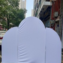 추억 사진 액자 프레임 포토테이블 사진인화 액자틀 캘리그라피 웨딩 도금 아치 단철 기하학 꽃 스탠드 스트레치 천 커버 웨딩 무대 배경 사용자 정의, 흰색 3pcs 커버