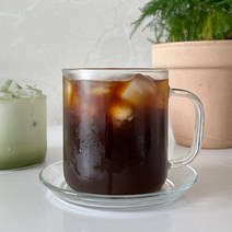 1+1 로웰일자원형머그와이드 내열유리컵 머그잔 홈카페 유리컵 커피잔 540ml