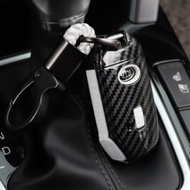 포원 2020 K5 풀체인지 원격시동 스마트키 카본 키케이스 키홀더, 01_기아원격시동키케이스_화이트_키링_블루