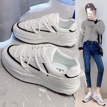 새로운 여성 신발 봄과 여름 메쉬 흰색 신발 두꺼운 밑창 캐주얼 신발