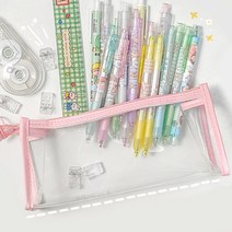 심플한 투명필통 6종 파우치 미니가방 방수 대용량수납 화장품 세면도구 방수, 화이트(WHITE)