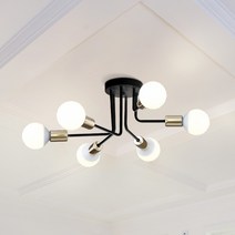 20평대 거실등 LED 멜 6등 직부등 거실 침실 카페 방등 유리 한지 주택 주방 인테리어조명, 골드