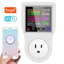 파워미터Tuya 와이파이 지능형 전원 소켓 전기 모니터 멀티 에너지 미터 2.4 인치 앱 원격 장치, [01] WIFI Version, [01] US Plug