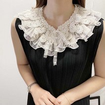 [미스블혹]프릴 진주 레이스 페이크 넥카라 레이스 넥케이프
