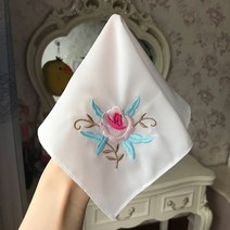 손수건앞치마 아사면 하얀 꽃무늬 자수 일본 면 쑤저우-항저우 관광 기념품 소녀가 실크