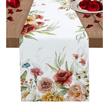 크리스마스 유칼립투스 전나무 나무 로빈 홈 장식 테이블 웨딩 주방 러너, 129.33 X 153cm+LXM11926