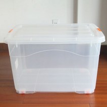 ZZJJC 투명 도르래 플라스틱 정리함 특대 사이즈 수납함두껍게 덮는 이불 가정용, 투명 수납함, 75리터 빅사이즈 63*46*38