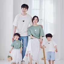 몽피마피 풀잎하트 반팔 패밀리 22B02/ 패밀리룩 가족사진의상