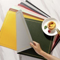 패타리지 양면 방수 가죽 식탁매트 테이블 깔개 1인 개인 바닥 패트 원목대응, 양면 가죽식탁매트(네이비/머스타드)