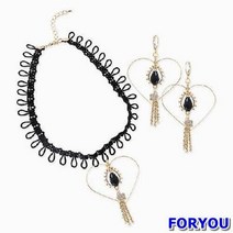 ForU22 스윗걸 초커 세트 드롭 링 엔틱 빅 체인 트랜디 예쁜 스타일리쉬 왕관
