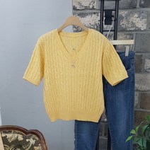 상상그이상 여성용 울 케이블 반팔니트