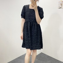 3color 베이비돌 볼록 주름 스퀘어넥 퍼프 a라인 미니 원피스