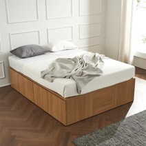 우앤 대용량 도어형 높은침대 퀸 침대프레임만, 네츄럴