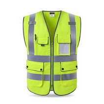 야광 반사 포켓 안전조끼 그린 L 야간작업복 자원봉사조끼