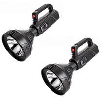 led 초강력 사냥용 써치라이트 후레쉬 XHP702 슈퍼 밝은 LED 충전식 빅 헤드 서치 라이트 휴대용 손전등 작업 조명 스포트라이트 투광 40W 토치 랜턴, 블랙 2