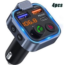 차량용 블루투스 리시버 핸즈프리 무선 어댑터 5.0 송신 fm MP3 자동차 오디오 수신기 USB 송신기 고속 충전기 변조기, FM 4PCS