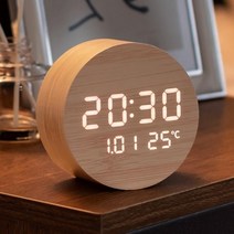 LED 탁상시계 인테리어 전자 디지털 무소음 알람시계, 문폴 카키