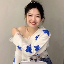 라오농 쇼트 상의 니트 루즈핏 퍼 트리밍 나비 자카드 스웨터+d2509LL