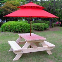 [이베스타] A형 야외테이블/원목/파라솔별도/도색/무도색/4인/6인/8인, 6인 도색(5자-1500mm)
