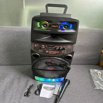파티박스 야외 휴대용 블루투스 서브 우퍼 다채로운 빛 무선 홈 오디오 하이파이 카트 가라오케 스피커, 검은색, 01 Black