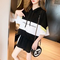[하미니네] 여성 여름 트레이닝복 패션 박시한 오버사이즈 반팔 반바지 세트