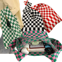 체크패턴 니트에코백 체크무늬 니트 패션 에코가방