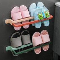 부착식 슬리퍼 욕실화 거치대 실내화 걸이 정리대, 그린, 1개