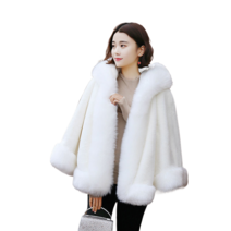 Baocn 인조밍크 코트 여자 가을 겨울 후드 망토 빅사이즈 털 칼라 코트 23709