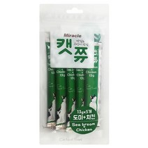 미라클 캣쮸 (13g X 5개) 6종 소고기 치킨 참치 도미 연어 고양이간식, 1개, 도미+치킨