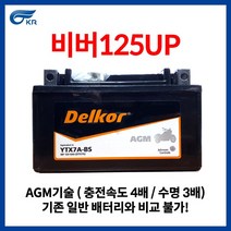 KR모터스 비버 125 UP STD(STANDARD) 델코 AGM 배터리