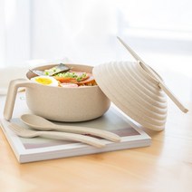 라면그릇 돈부리 라멘 라면기 손잡이 면기 식기모음 대접 용기 국수 수프 일본식 그릇, 노르딕 그린 4종 세트(커버 제외)