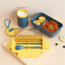 전자레인지 사용가능 도시시락통+숟가락 젓가락 세트 스프용기 죽통 도시락 식기 세트 어린이집 유치원 도시락 사무실 도시락통 다이어트 도시락 추천!, 2.국수프용기-레드
