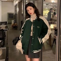 APR 겨울 히트 컬러 자켓 여성 플러스 벨벳 복고풍 야구 점퍼 174259