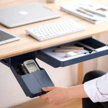 만능 히든 서랍 부착식 서랍정리함 책상밑에 붙이는서랍장 리모컨 정리 소형 대형, 책상밑히든서랍 네이비 대