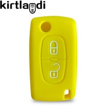 2버튼 키 케이스 커버 시트로엥 C-크로서 C3 피카소 베르링고 푸조 파트너 테피 체인, 04 yellow