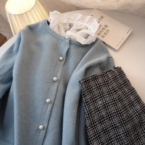 아이엠몽 여성용 진주 포인트 베이직 릴리아 가디건