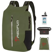 바다 민물 낚시가방 낚시용품 piscifun lt 방수 20l 드라이 백 배낭 낚시 카약 보트 타기 수영 캠핑 스포츠 가방을 위한 휴대용 보관 가방, 협력사, 20리터, 초록